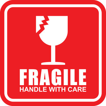 Fragile, handle with care, sticker vector