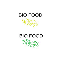 BIO FOOD NATURAL LEAVES LABEL ISOLATED ON WHITE