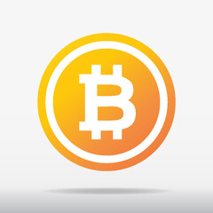 Vector bitcoin logo colorful style for block chain, finance company, cryptocurrency logotype, digital money.10 eps