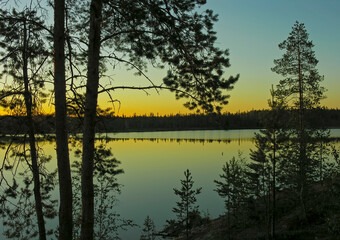 Quiet summer evening on the northern river