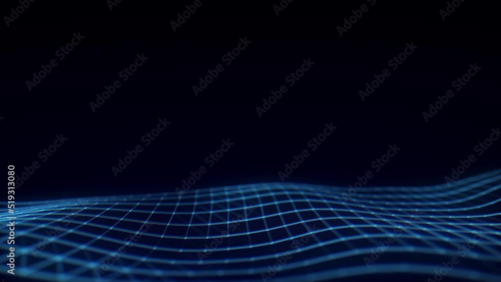 Poster futuristic digital wave. dark glitch cyberspace. abstract wave with dots and line. white moving part