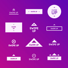 Swipe up icon set isolated on background for instagram stories design, scroll pictogram. Arrow up logo for blogger. Vector 10 eps