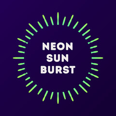 Neon sunburst green color. Firework explosion, star, rays of light. Vector Illustration 10 eps