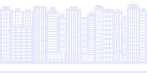 Cityscape. City background with road, buildings and sky. Urban space. Vector Illustration 10 eps
