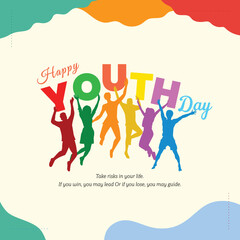 Happy youth day facebook post design template
