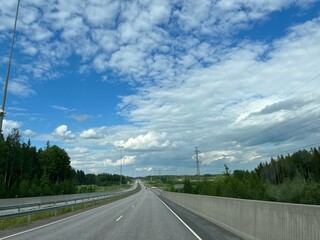 Driving Empty road, summer landscape