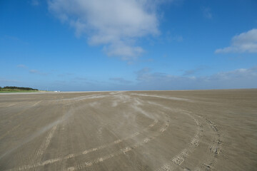 Empty sandy  beach on the north sea, windy weather