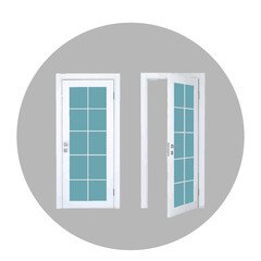 Creative vector illustration of open, closed door, entrance realistic doorway isolated on white background. Art design white doors template. Abstract concept graphic open, close house element