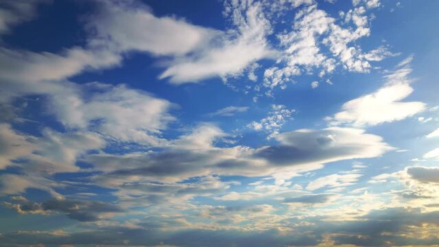 timelapse of beautiful blue sky with clouds in the evening as abstract background
