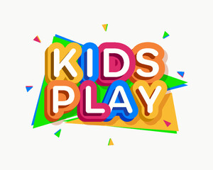 Vector kids play logo cartoon colorful style for game zone, shop, baby club, children school, clothes company, play room, toys shop, toy market, cafe, banner, education club, kid store, firm. 10 eps