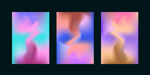 Colorful Abstract fluid wave background. Set of abstract gradient blue, pink, red, purple and brown flow cureve. Modern pastel background design for landing page, vector and illustration