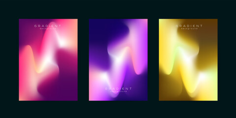 Colorful Abstract fluid wave background. Set of abstract gradient flow curve. and trendy pastel abstract background design