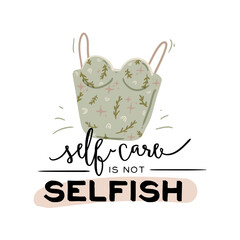 Abstract contemporary illustration with floral, fauna, moon, girls power elements. Trendy minimalist clip art with inspirational quote in scandinavian style, bohemian witch, magic mystery concept.