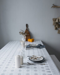 Kitchen interior, Christmas table setting