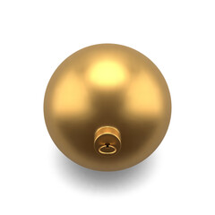 Realistic Xmas spruce golden ball decorative design festive holiday celebration 3d template vector