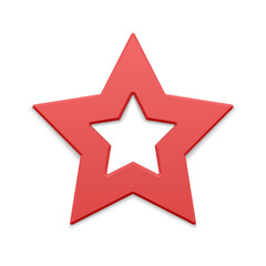 Classic red realistic five pointed star outline border metallic glossy Christmas bauble vector