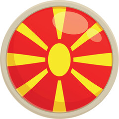 Obraz premium Flag circle icon cartoon vector. North Macedonia. Round map