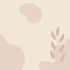 Abstract background. Leaves on a beige background. Background for website, instagram, postcard.