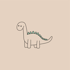 Dino hand drawn vector illustration. Cute dinosaur print. For clothes, t-shirts, posters, stickers.