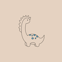 Dino hand drawn vector illustration. Cute dinosaur print. For clothes, t-shirts, posters, stickers.