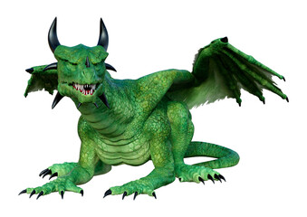 3D Rendering Fairy Tale Dragon on White