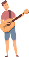 Street guitar musician icon cartoon vector. Music people. Man band