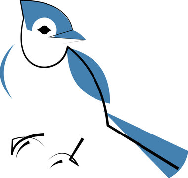 recommend clip art: Blue Jay bird minimalist line style vector illustration. Isolated on white background
