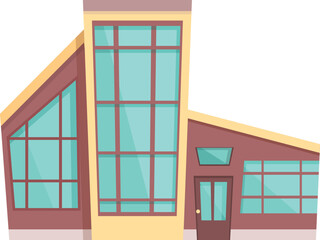 Lodge villa icon cartoon vector. Modern house. Front window
