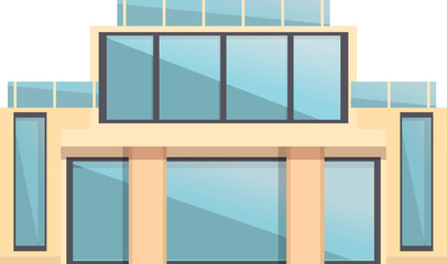 Glass villa icon cartoon vector. Modern home. Mansion residential