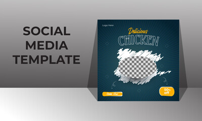 Social Media Post,Restaurant Food design, instagram post template, black background color