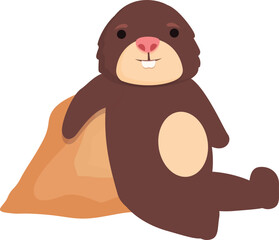 Mole relax icon cartoon vector. Cute animal. Forest ground