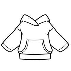 Hoodie with pocket outline for coloring on a white background