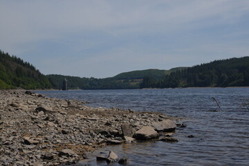 the tower in the middle of lake Vyrnwy in wales