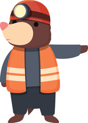 Mole road worker icon cartoon vector. Cute animal. Happy ground