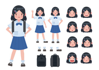 Character Asian student in school uniform. Thai student in uniform. vector, illustration.