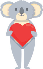 Love heart koala icon cartoon vector. Bear animal. Funny animal