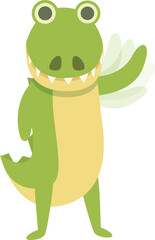 Alligator angel icon cartoon vector. Baby reptile. Tail funny