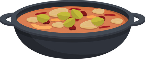 Culinary soup icon cartoon vector. Brazilian food. Baked meat