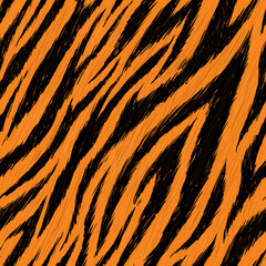 Hand drawn Seamless pattern of Tiger print, Detail skin of Tiger, Realistic Tiger pattern