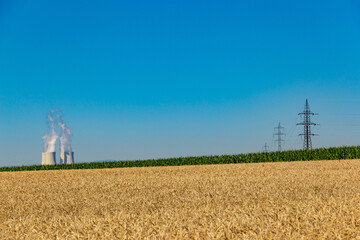 Nuclear power plant Temelin among summer fields