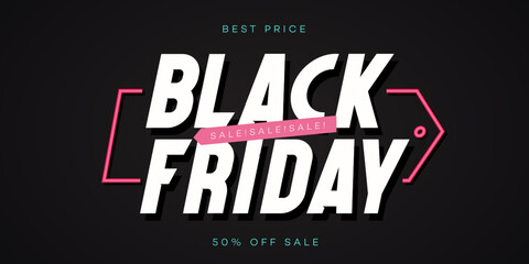 Fototapeta na wymiar Black friday banner template trendy style for super sale, web site banner, social media publication, promotion, special offer, advertisement, hot price and discount poster. Vector 10 eps