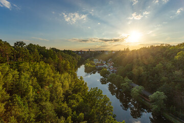 Luznice river. Summsr evning. Czechia