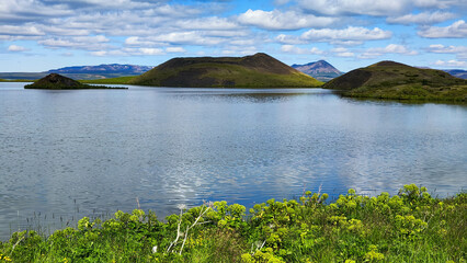 Rural landscape of lake Myvatn in Iceland