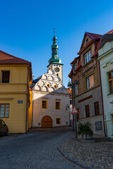 Street in the city of Tabor. South Bohemia