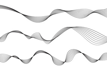 Set Wave Lines Pattern Abstract Background. Vector