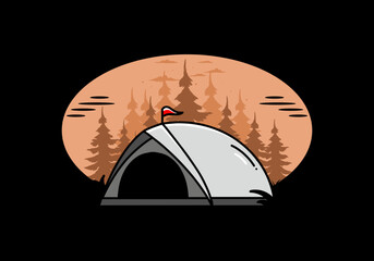Dome tent camping illustration badge design
