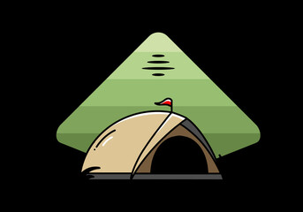 Dome tent camping illustration badge design