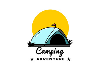 Dome tent camping illustration badge design