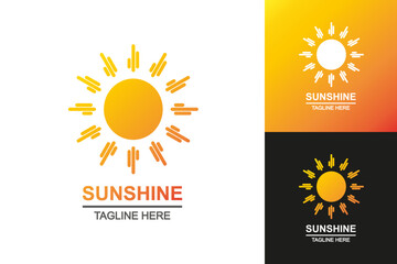 sunshine logo set colorful style for summer emblem, travel firm, natural energy symbol, eco company, logotype, tag, stamp, t shirt, banner. Sun icon. vector 10 eps