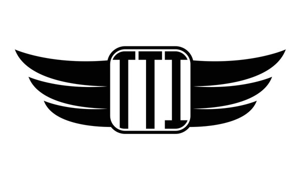 TTI three Letter wing minimalist creative concept icon eagle symbol professional black and white logo design, Vector template